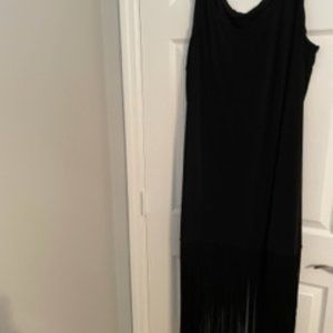 Together	black	3x	simple sleeveless dress with fun fringe!